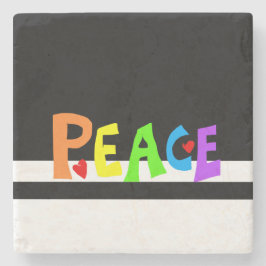 Porta-copo De Pedra MAZIPOODLES Peace Rainbow