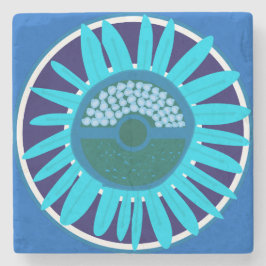 Porta-copo De Pedra Mazipoodles Sunflower Sunshine: Blue 1