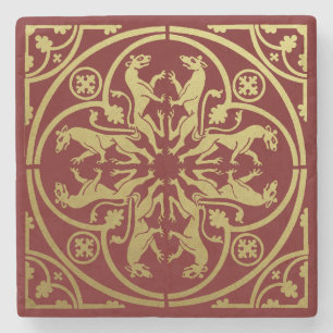 Porta-copo De Pedra Medieval Renaisance Herald Lion Leopard Metálico