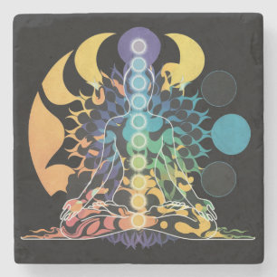 Porta-copo De Pedra Meditação Espiritual da Chakras Cósmicas Coloridas