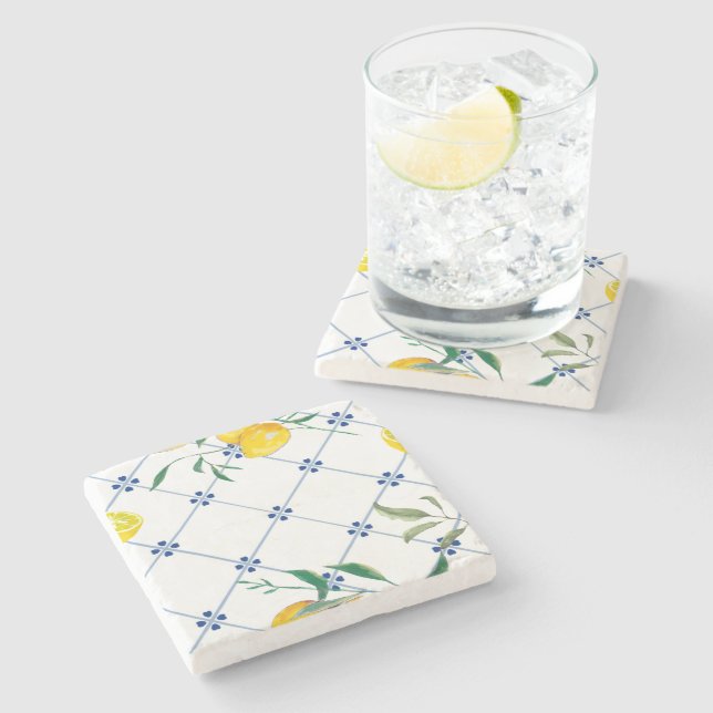 Porta-copo De Pedra Mediterrâneo,estilo Amalfi,quadrados simples       (Lateral)