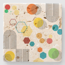 Meio século geométrico Laranja Verde moderno