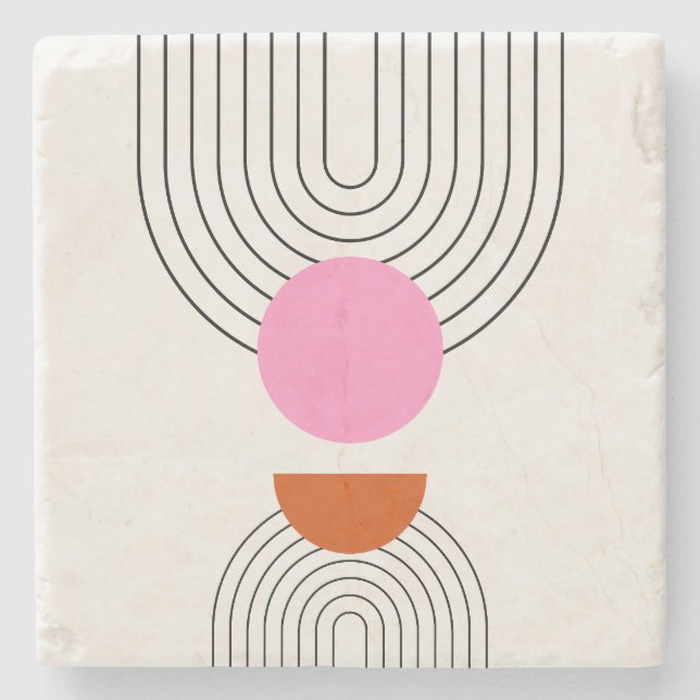 Porta-copo De Pedra Meio século Moderno 02 Sun E Rainbow Cream Rosa (Frente)
