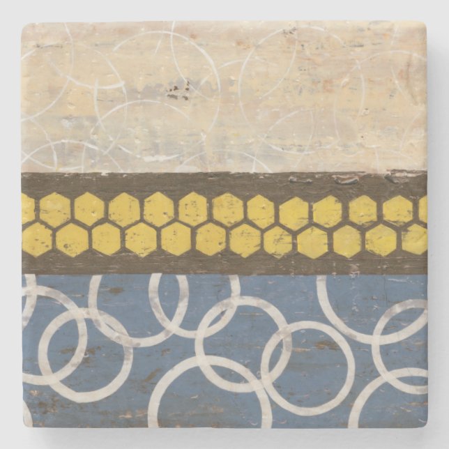 Porta-copo De Pedra Mel Comb Abstrato I (Frente)