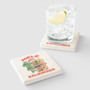 Porta-copo De Pedra Mele Kalikimaka Papai Noel Tiki