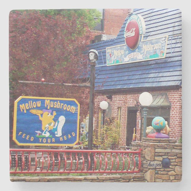 Porta-copo De Pedra Mellow Mushroom, Asheville, Mellow Mushroom (Frente)