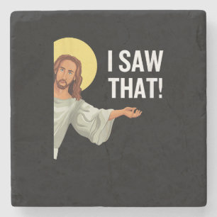 Porta-copo De Pedra Meme Divertido de Jesus Eu Vi Aquele Versículo Cri