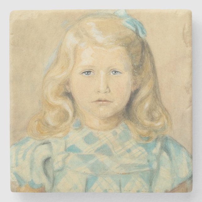 Porta-copo De Pedra Menina Bonita Com Cabelo Louro (Frente)