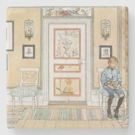 Porta-copo De Pedra Menino sentado no canto (por Carl Larsson)