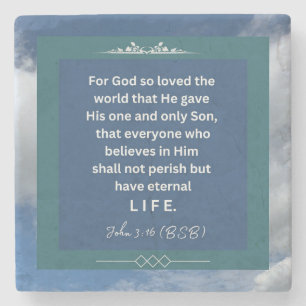 Porta-copo De Pedra Mensagem de amor - John 3-16 - Porta copos de pedr