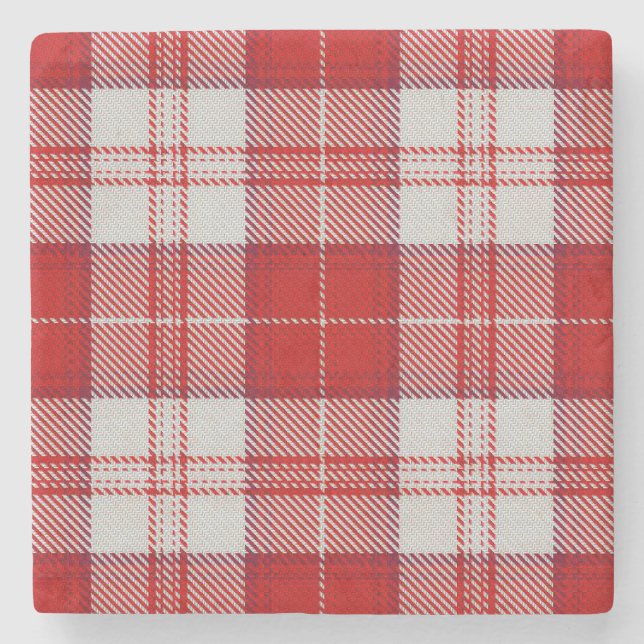 Porta-copo De Pedra Menzies Red Tartan (Frente)