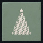 Porta-copo De Pedra Mercado de inverno 07 Vintage Árvore de Natal Verd<br><div class="desc">Ilustração do Abstrato de Árvore natal vintage - Árvore de Natal Branca em Creme em Fundo Verde - Tipografia: Mercado de inverno em Nova Iorque.</div>