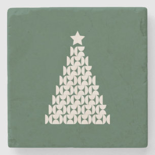Porta-copo De Pedra Mercado de inverno 07 Vintage Árvore de Natal Verd