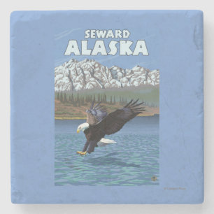 Porta-copo De Pedra Mergulho da águia americana - Seward, Alaska