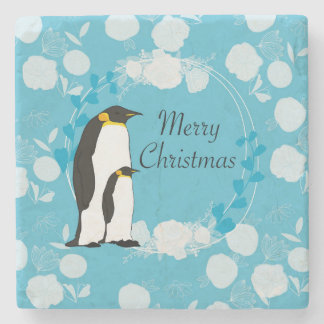 Porta-copo De Pedra merry christmas, christmas,penguin,flowers