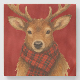 Porta-copo De Pedra Merry Christmas Reindeer