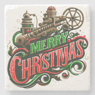 Porta-copo De Pedra Merry Christmas steampunk