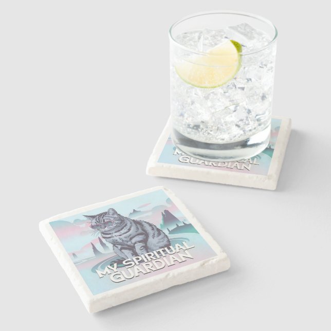 Porta-copo De Pedra Meu Gato Guardião Espiritual (Lateral)