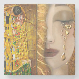 Porta-copo De Pedra Meu Klimt Serie: Ouro