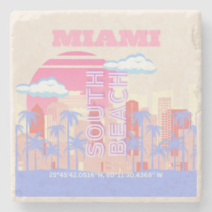 Porta-copo De Pedra Miami Beach, Miami Viagem Art, Preppy Room, Pastel