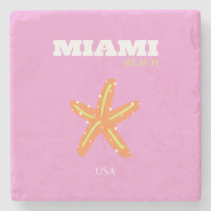 Porta-copo De Pedra Miami, Miami Beach, Florida, Preppy, Pink, Orange