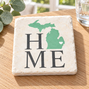 Porta-copo De Pedra Michigan Casa Verde Menta Personalizado Coração da