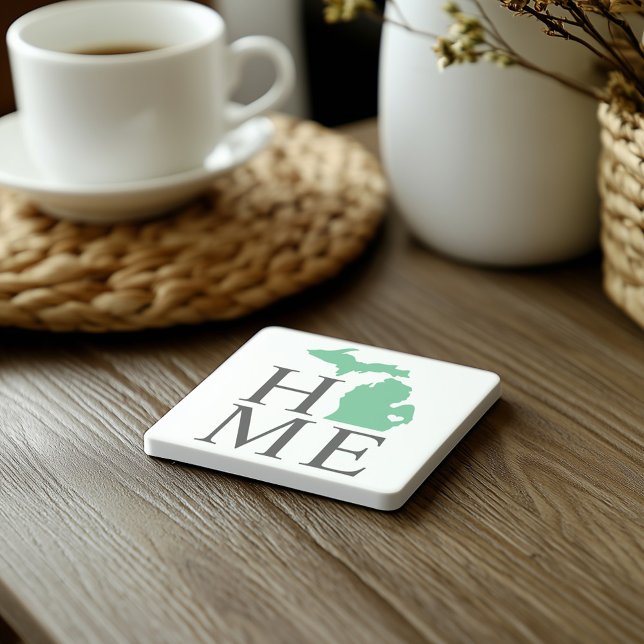 Porta-copo De Pedra Michigan Home Mint Green City Heart (Criador carregado)