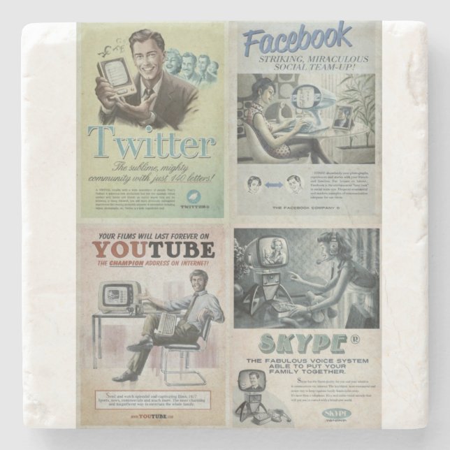 Porta-copo De Pedra Mídia social Porta copos Marble Stone (Frente)