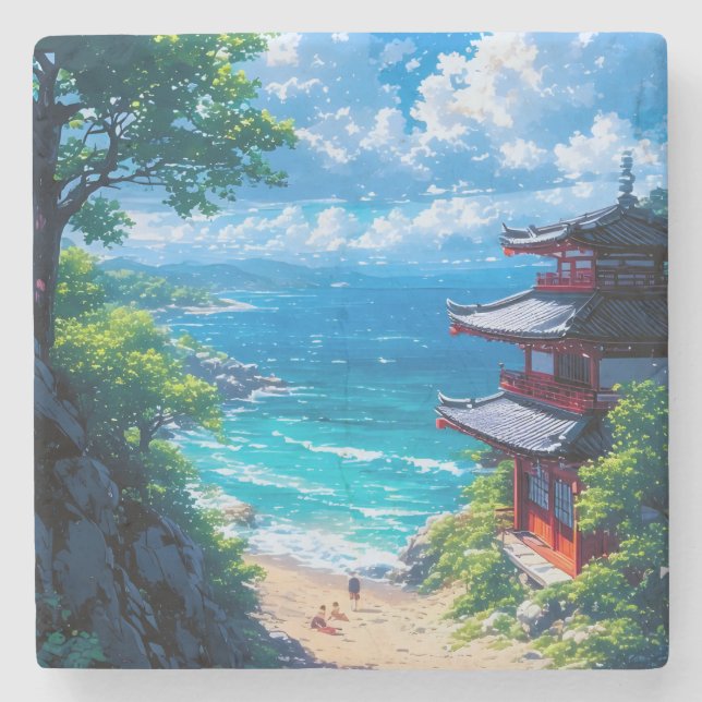 Porta-copo De Pedra Midori to Umi no Michi  (Frente)