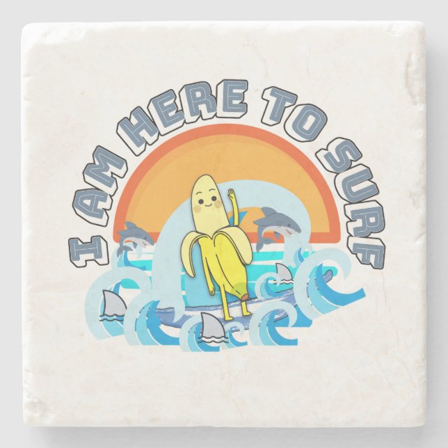 Porta-copo De Pedra Mikitiez Summer windsurf bananasplit icecream (Frente)