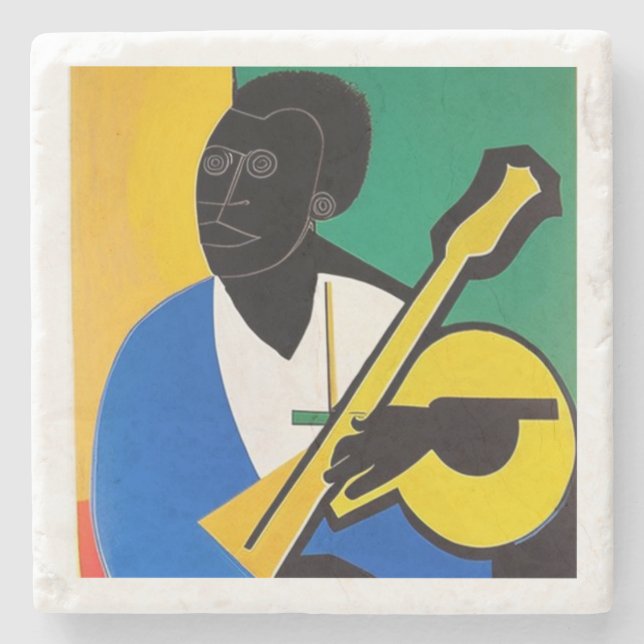 Porta-copo De Pedra Miles Davis playing the guitar in Picasso. (Frente)
