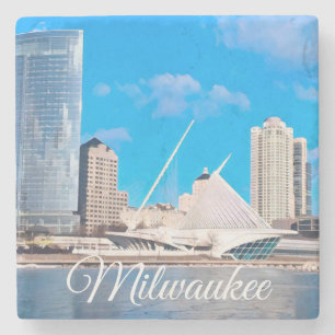 Porta-copo De Pedra Milwaukee Wisconsin Skyline