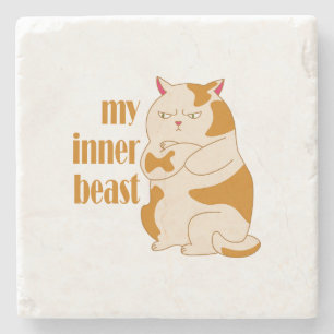 Porta-copo De Pedra Minha citação motivadora de gato preguiçoso e gord