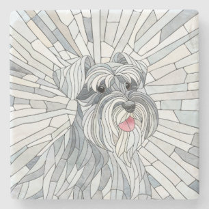 Porta-copo De Pedra Miniatura Schnauzer - Arte do Mosaico
