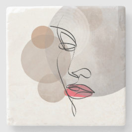 Porta-copo De Pedra Minimalist Line Art Soft Glam Modern Feminine Chic