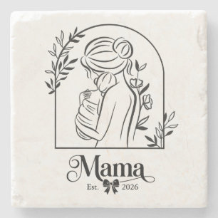 Porta-copo De Pedra Minimalista Preto & Branco 1º Dia das Mães Est.