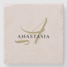 Porta-copo De Pedra Mínimo de monograma - esmalte cor-de-rosa preto