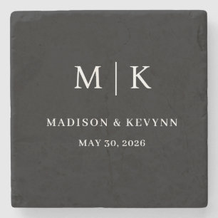 Porta-copo De Pedra Mínimo e Chic   Casamento Negro e Branco