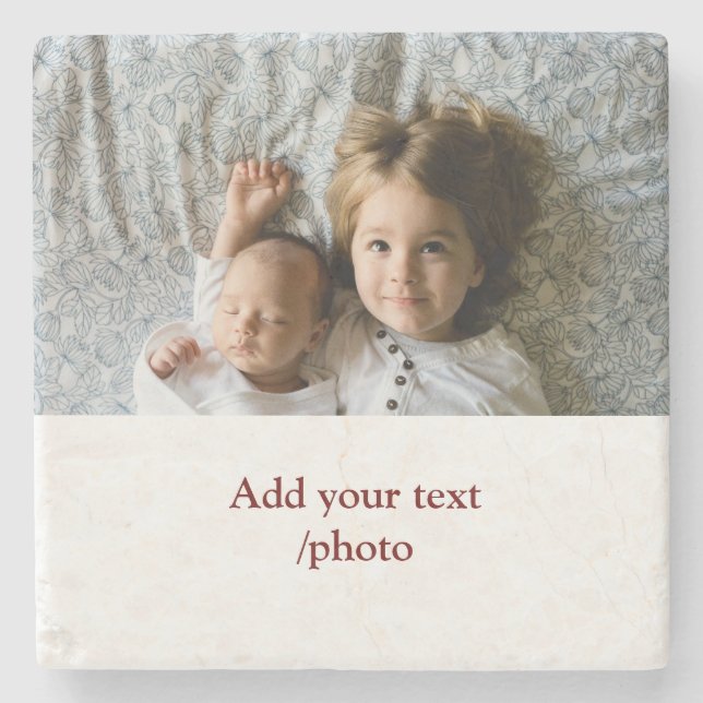 Porta-copo De Pedra Mínimo simples ADICIONAR SUA FOTO TEXTO NATAL (Frente)