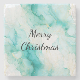 Porta-copo De Pedra Mint Aqua Pearl Dourado Marble