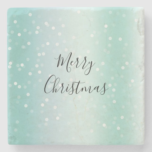 Porta-copo De Pedra Mint White Bokeh Dots Celebration (Frente)