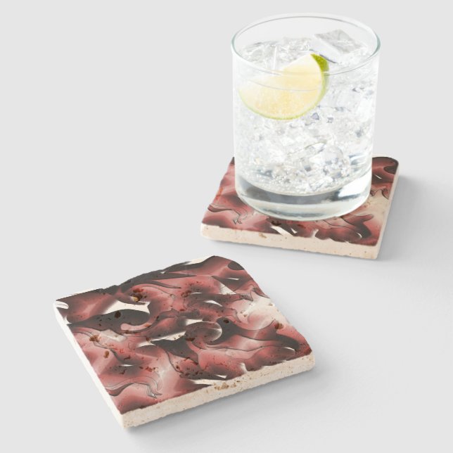 Porta-copo De Pedra Mistura de nevoeiro acastanhado e mal esculpido (Lateral)