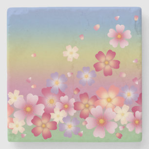 Porta-copo De Pedra Mistura Sakura Blossoms Kimono Estilo Rainbow