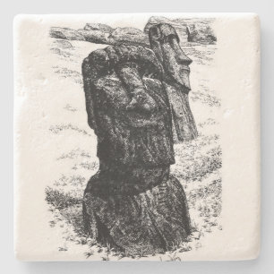Porta-copo De Pedra Moai da Ilha de Páscoa