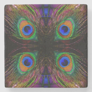 Porta-copo De Pedra Mod Peacock