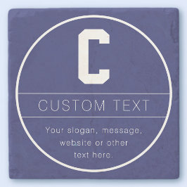 Porta-copo De Pedra Modelo de Nome e Monograma Únicos | Azul-Marinho