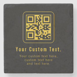 Porta-copo De Pedra Modelo de QR Code e Texto Editável | Preto e Doura