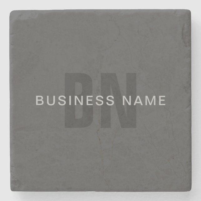 Porta-copo De Pedra Modelo Monograma Editável Cinza (Frente)