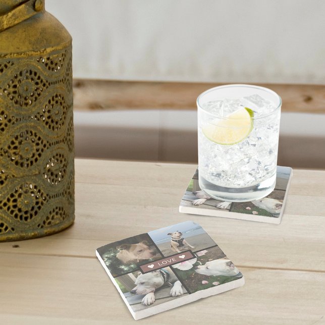 Porta-copo De Pedra Modern Add Your Photo Collage (Modern Add Your Photo Collage Stone Coaster)