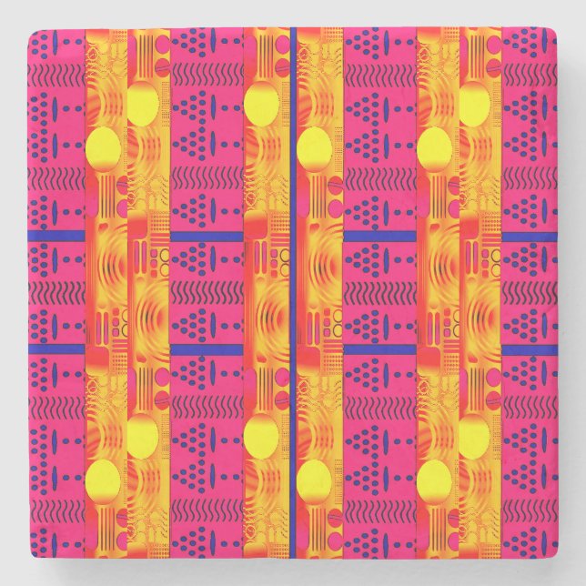 Porta-copo De Pedra Modern Ethnic Geometric  (Frente)